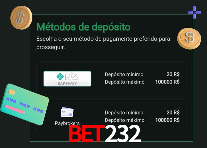 O cassino bet232 oferece uma grande variedade de métodos de pagamento